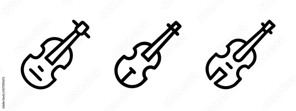 Violin Icon Set Line Art Design Violin Icon Set Line Art Design