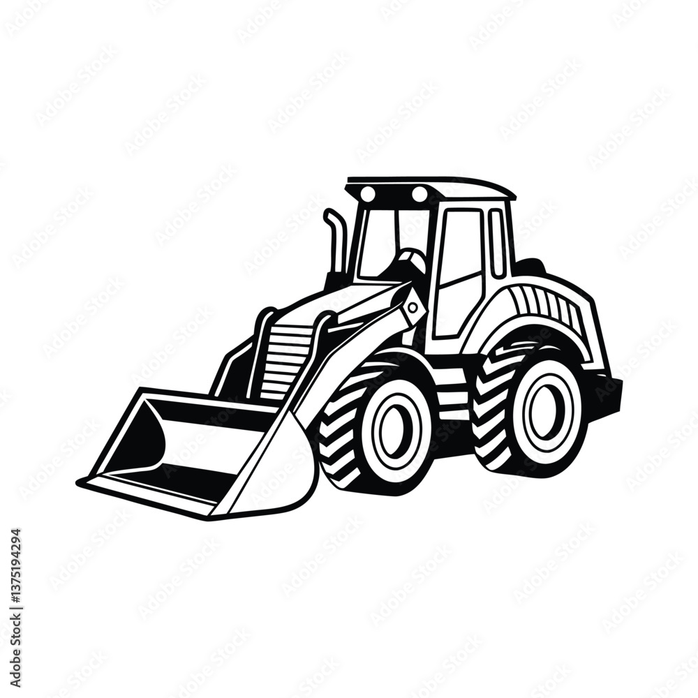 Naklejka premium Bulldozer silhouette vector