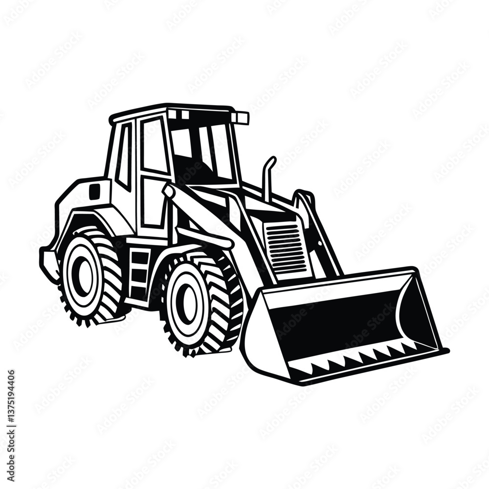 Naklejka premium Bulldozer silhouette vector