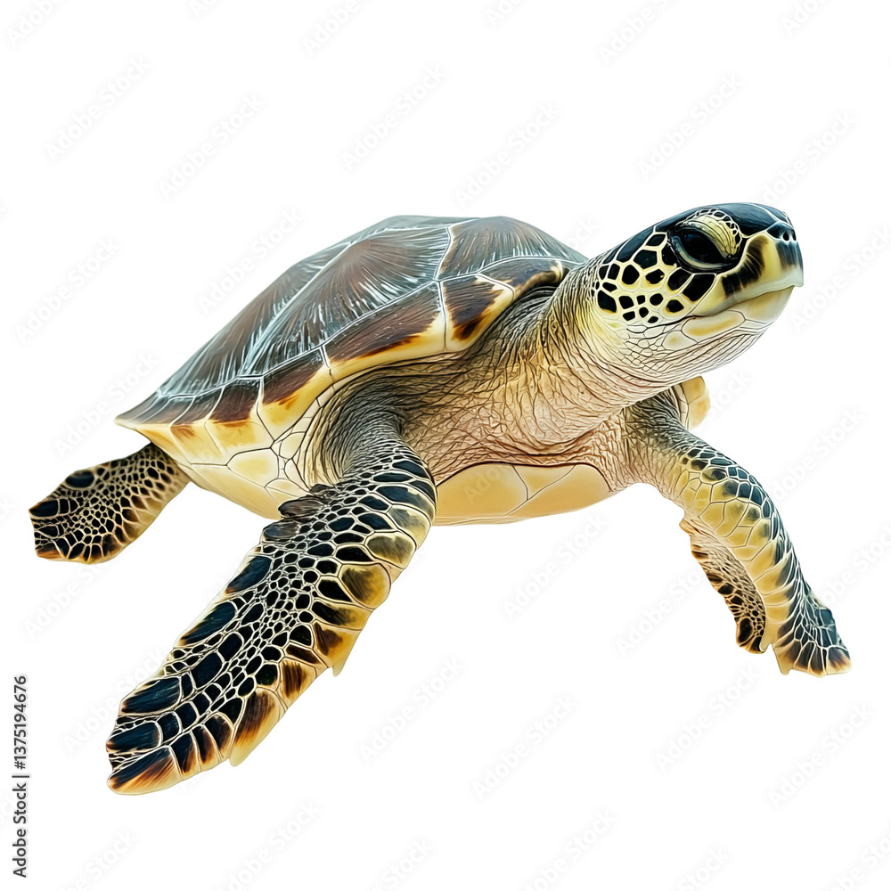 Obraz premium Cute Turtle Alone Isolated on Transparent Background