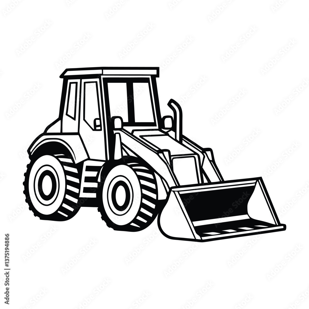 Naklejka premium Bulldozer silhouette vector