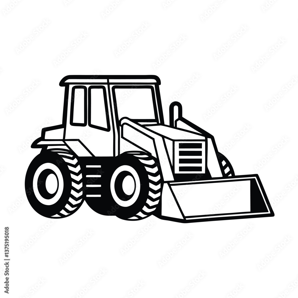 Naklejka premium Bulldozer silhouette vector