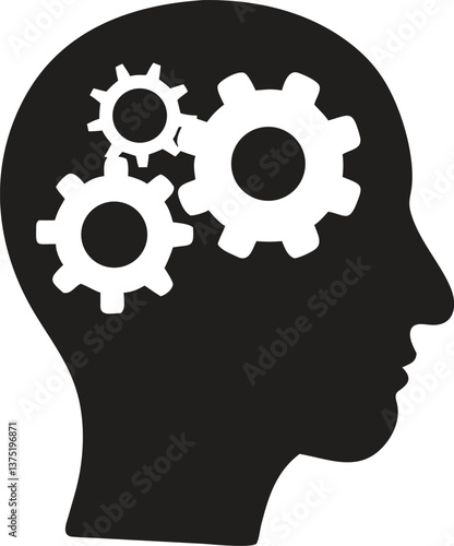 Wallpaper Mural A mechanical mind emerges, gears within a human silhouette Torontodigital.ca