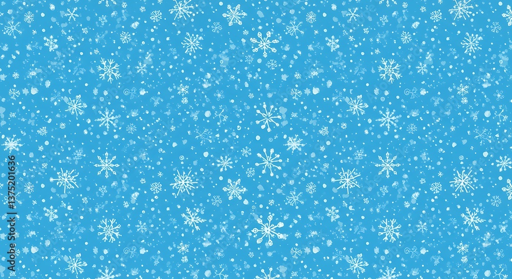 Obraz premium Winter Wonderland Seamless Pattern Light Blue Snowflakes AI Generated