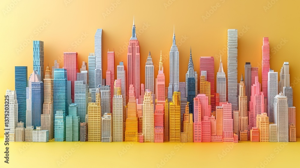 Obraz premium Vibrant Cityscape: A Colorful Architectural Panorama