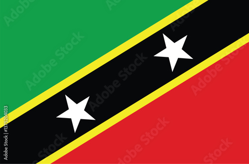 Nationall flag of Saint Kitts and Nevis. Vector illustration
