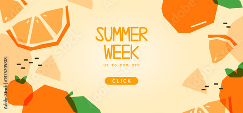 summer shopping horizontal banner illustration