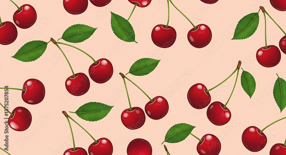 Sweet Cherry Delight Peachy Background Pattern AI Generated Sweet Cherry Delight Peachy Background Pattern AI Generated