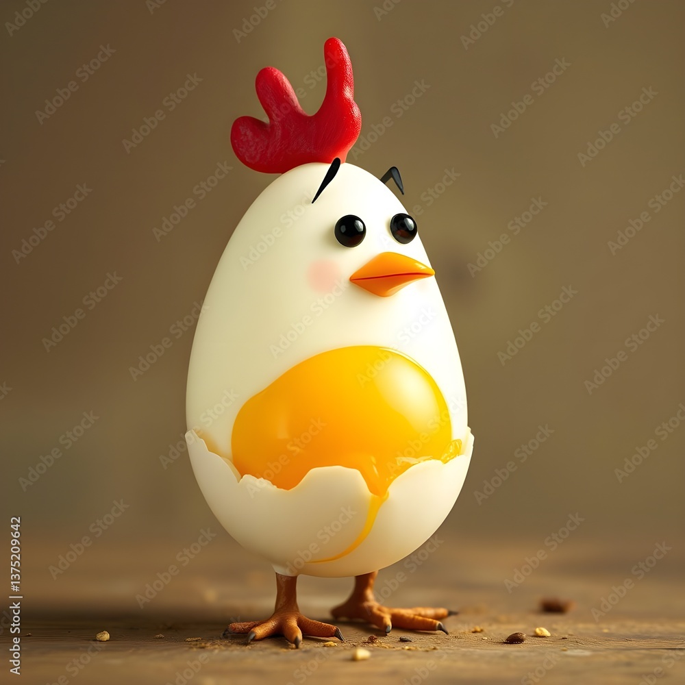 Realistic Talking Egg Character Illustration with Lifelike Details and Whimsical Charm Realistic Talking Egg Character Illustration with Lifelike Details and Whimsical Charm