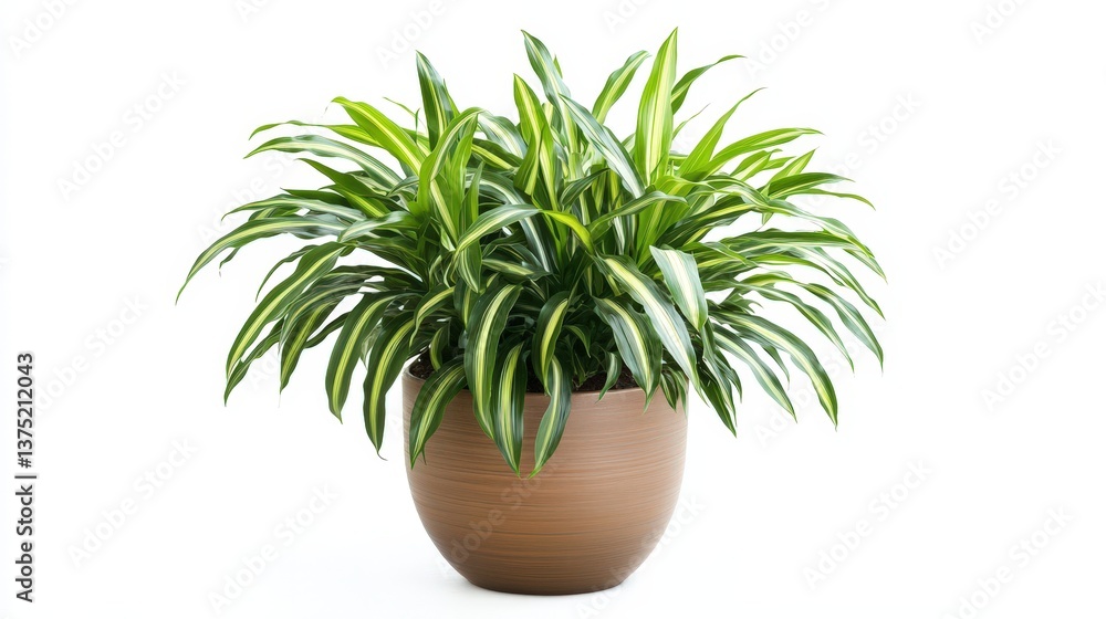 Fototapeta premium A lush green houseplant is sitting in a brown ceramic pot