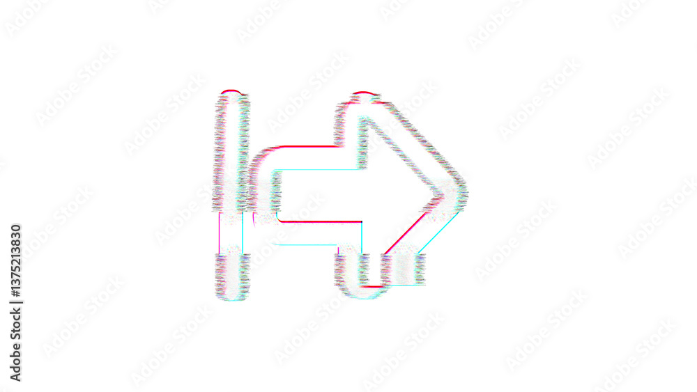 Icon arrow from left is distorted. Glitch. Noise, chromatic aberration, geometric distortion Icon arrow from left is distorted. Glitch. Noise, chromatic aberration, geometric distortion
