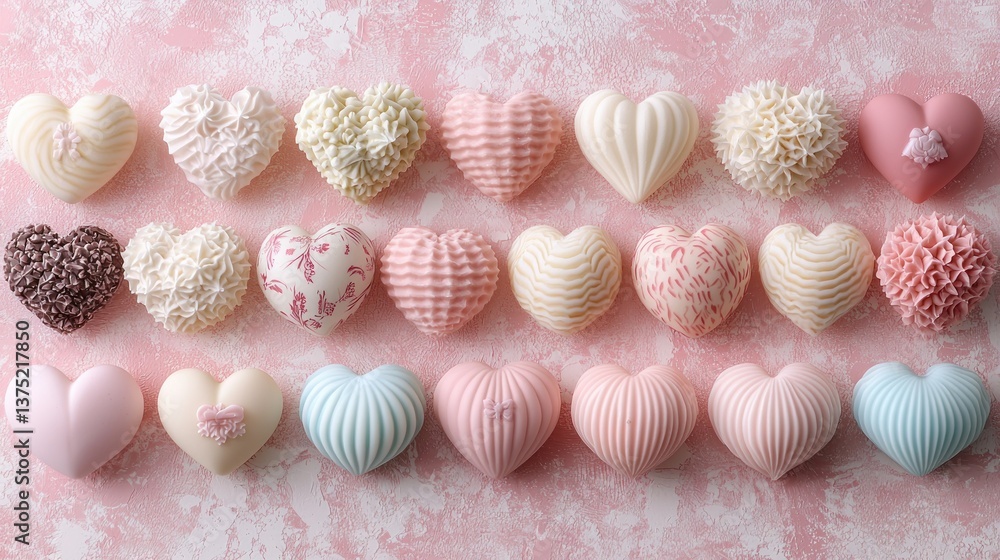 Collection of Delicate Heart-Shaped Chocolates Collection of Delicate Heart-Shaped Chocolates