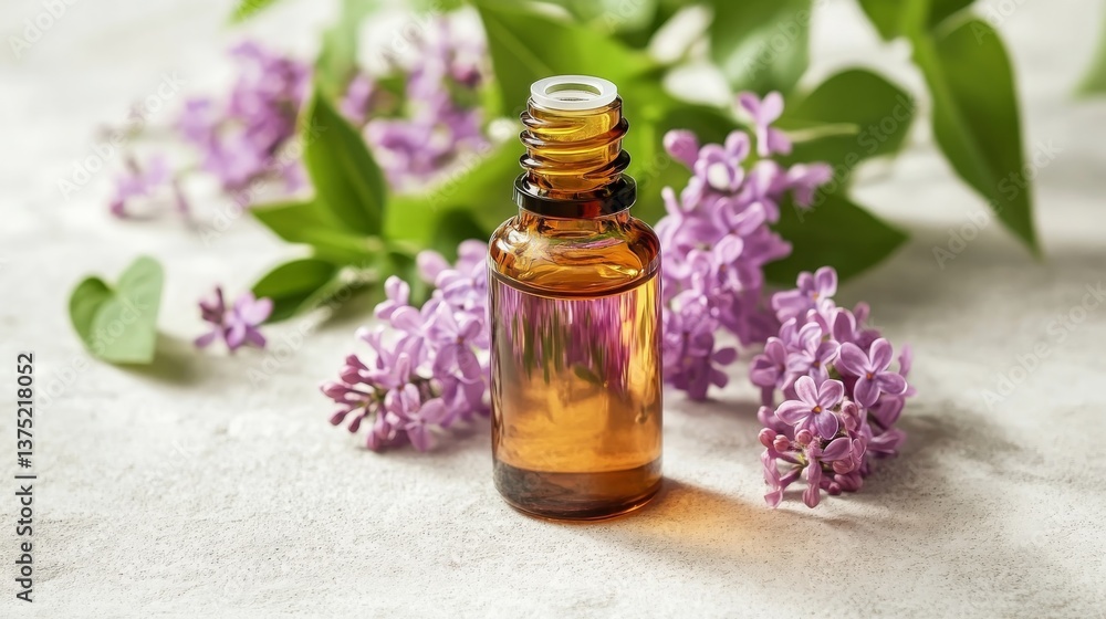 lilac oil extract in a small bottle, Generative AI, lilac oil extract in a small bottle, Generative AI,