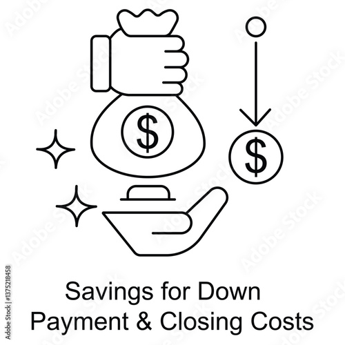 Savings for Down Payment & Closing Costs Icon. Vector Design