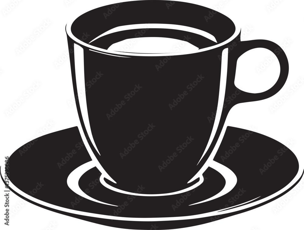 A teacup silhouette vector on white background A teacup silhouette vector on white background