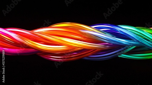 Photorealistic Fiber Optic Cable with Gold Fiber Cables
