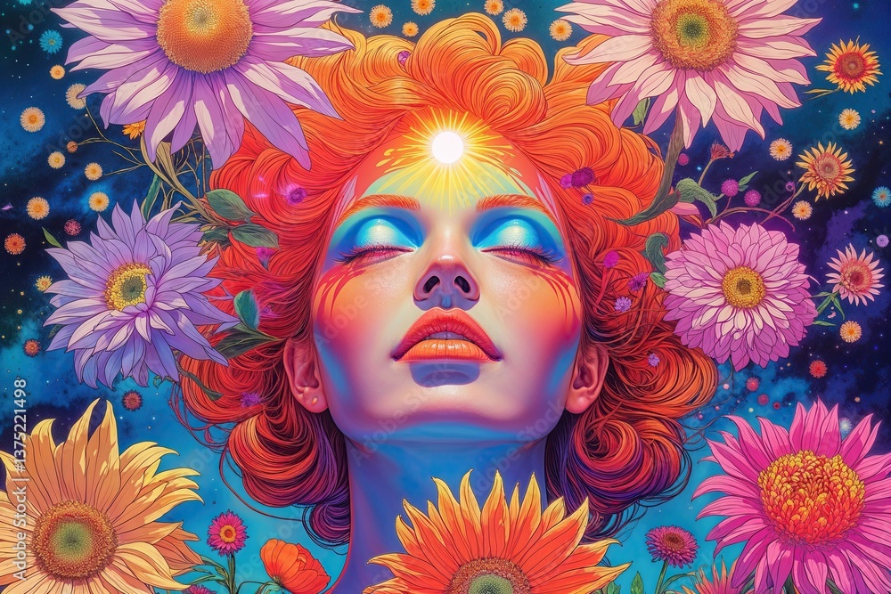 Fototapeta premium Vibrant Sunlight Inspirations Soulful Transformational Flowers and Stunning Pop Art Atmosphere