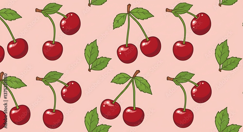 Sweet Cherry Delight Pastel Pink Pattern AI Generated Sweet Cherry Delight Pastel Pink Pattern AI Generated