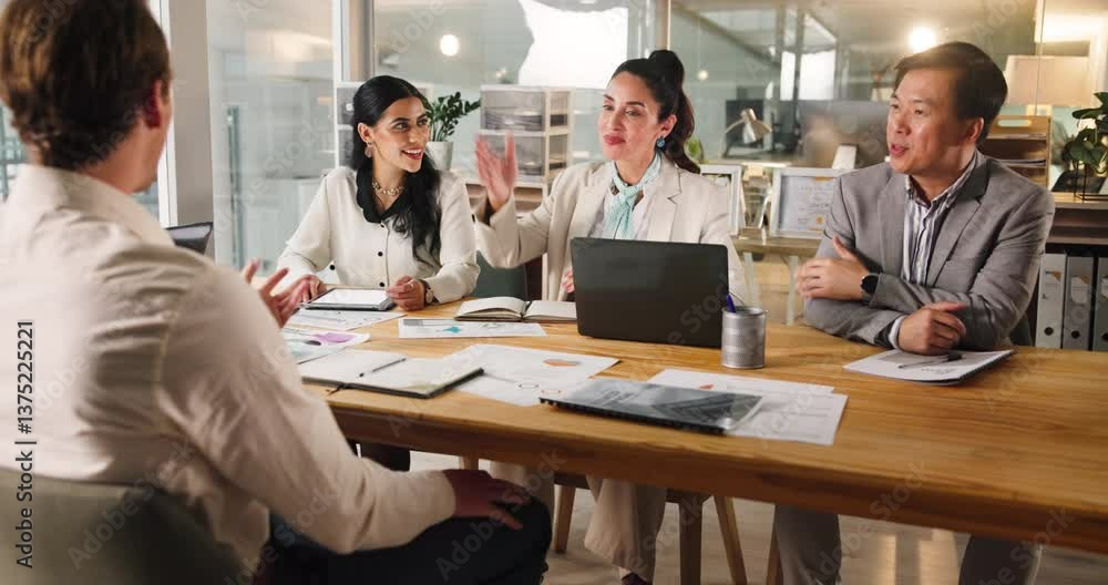 Handshake, interview and business people with applicant in office for recruitment process. Meeting, onboarding and man candidate with HR panel for shaking hands with job offer agreement for hiring. Handshake, interview and business people with applicant in office for recruitment process. Meeting, onboarding and man candidate with HR panel for shaking hands with job offer agreement for hiring.