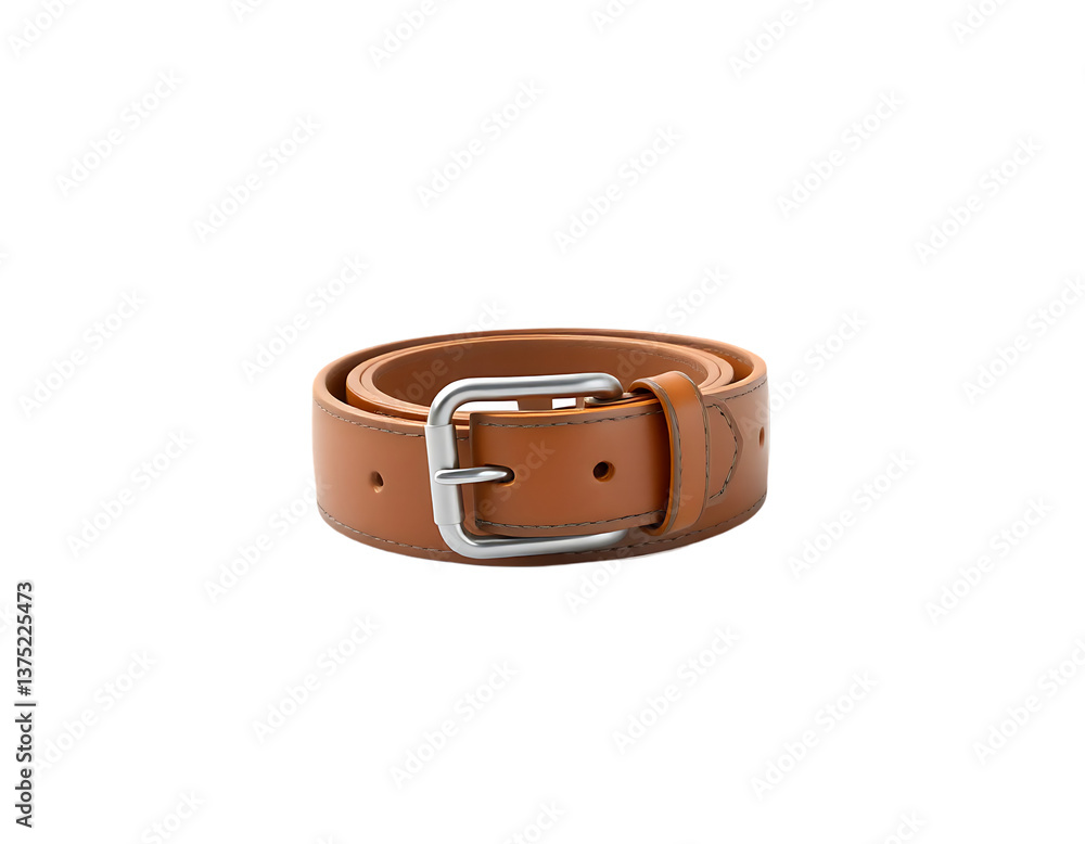 Elegant brown leather belt with silver buckle Elegant brown leather belt with silver buckle