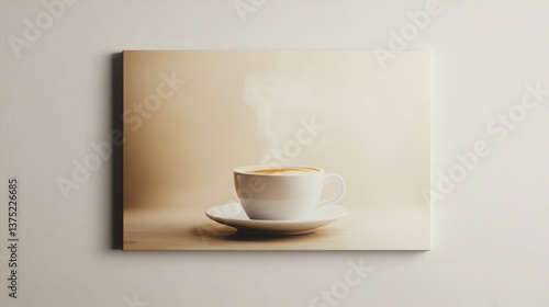 Wallpaper Mural A steaming cup of coffee on a minimalist background, perfect for showcasing warmth and comfort. Torontodigital.ca