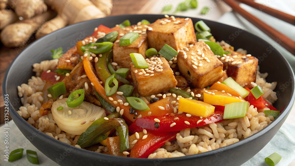 Tofu Stir-Fry with Ginger and Brown Rice Tofu Stir-Fry with Ginger and Brown Rice