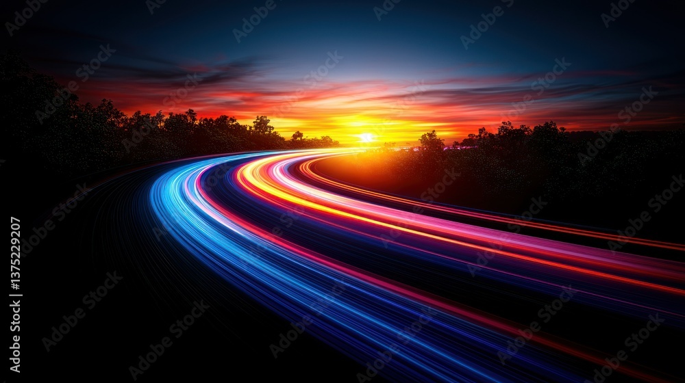 Vibrant Sunset Highway: A Symphony of Speed and Color Vibrant Sunset Highway: A Symphony of Speed and Color