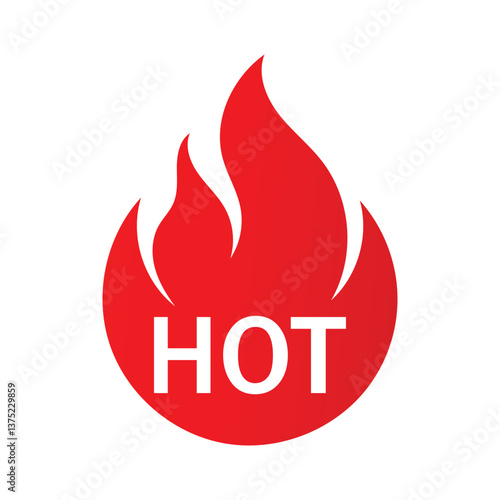 Red Hot Warning Symbol with Text
