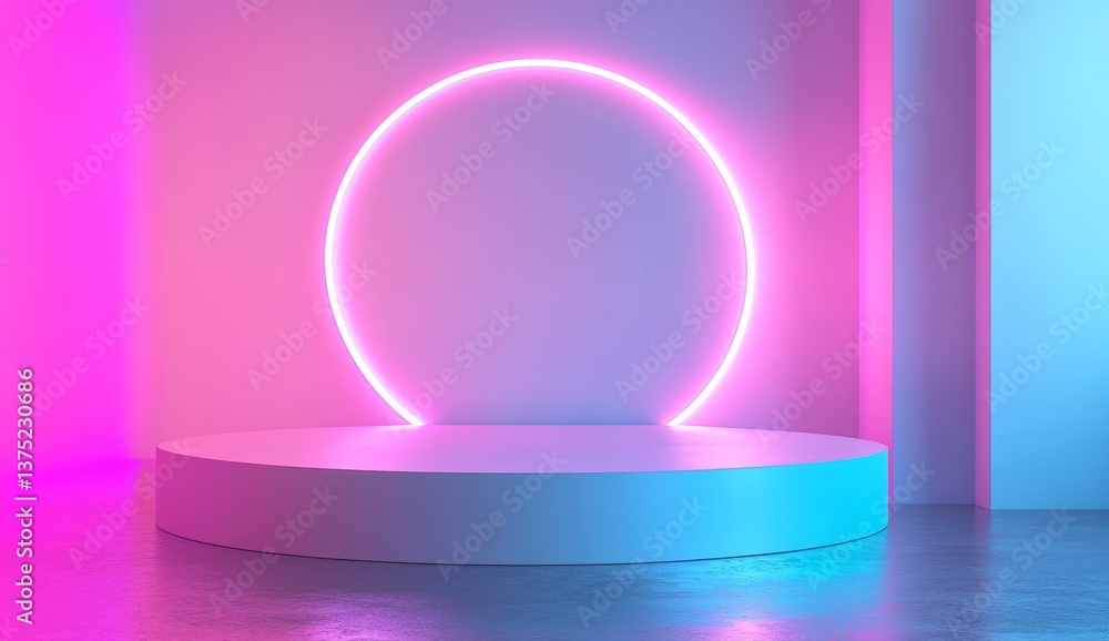 Obraz premium Vibrant, Neon-Lit Display Podium