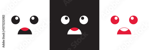 Kawaii cute face element  icon.  Funny japanese emoticon Cartoon character and face icon. Design for decoration, sticker, icon, kids etc. Vector illustration. isolated on white and black background. 