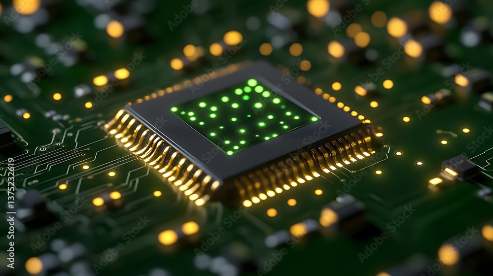 Obraz premium Exploring the Intricate World of Microchips and Circuit Boards in Modern Technology
