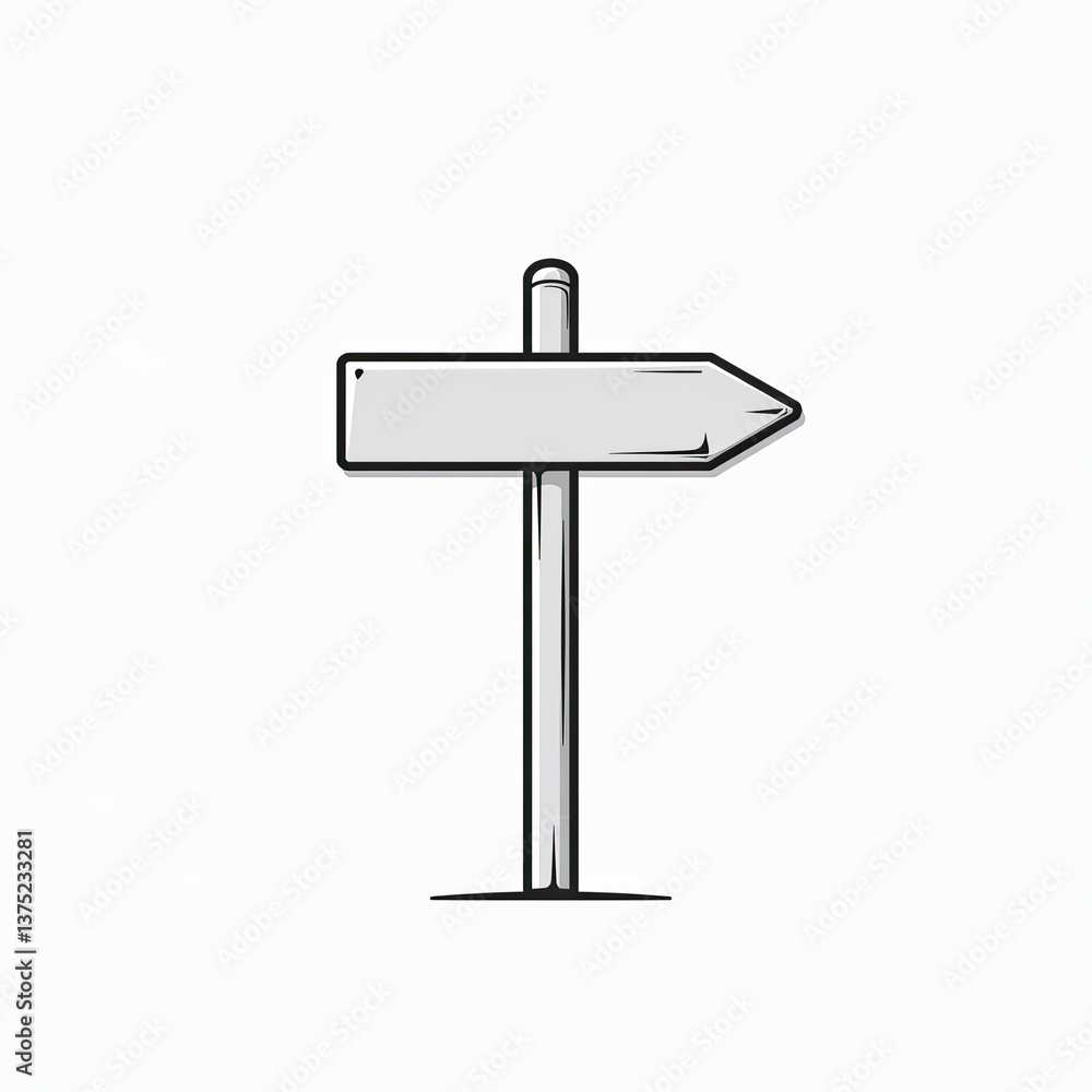 Blank directional sign pointing right on a clear background for creative uses Blank directional sign pointing right on a clear background for creative uses