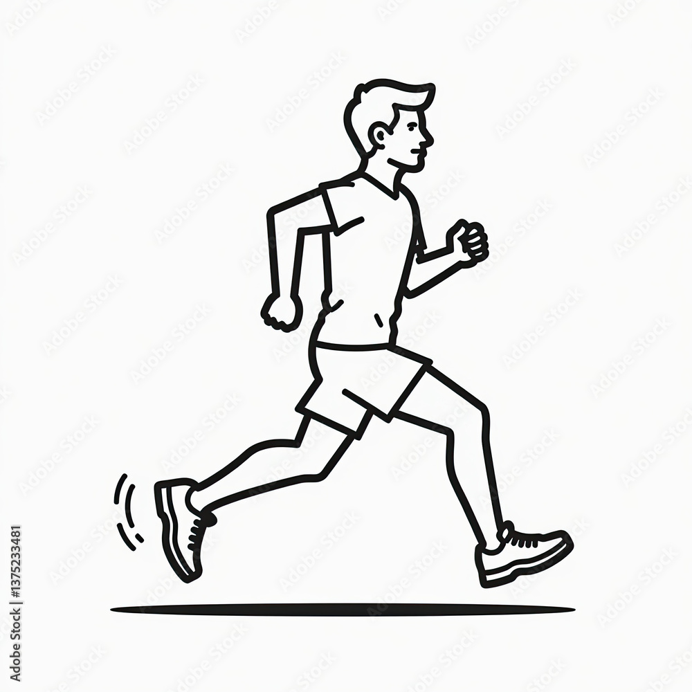 Dynamic runner in motion showcasing speed and determination in simple design Dynamic runner in motion showcasing speed and determination in simple design