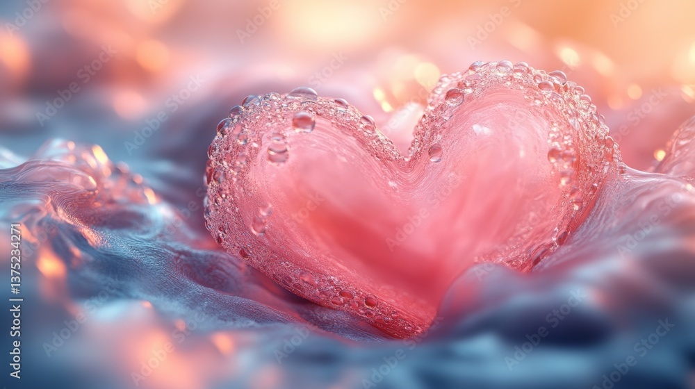 Fototapeta premium Dew-Kissed Heart Abstract Love and Romance Symbol