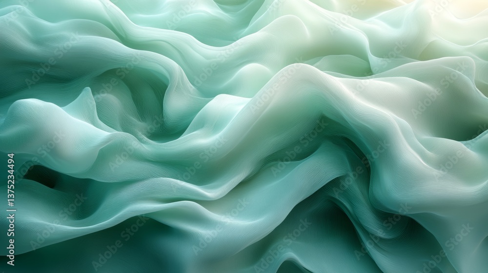 Obraz premium Flowing Teal Silk Abstract Background Texture Design