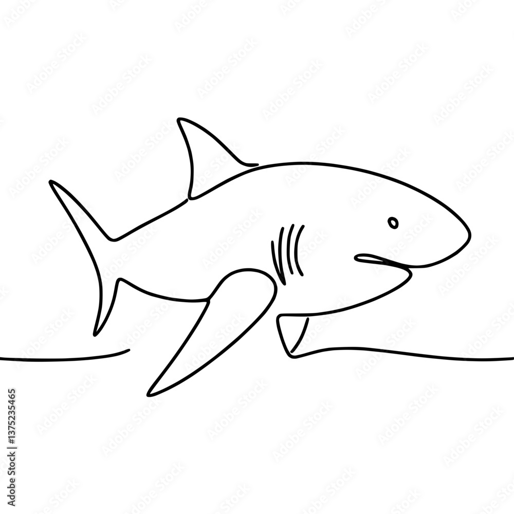 Fototapeta premium Shark outline swimming in a minimalist style on a transparent background 