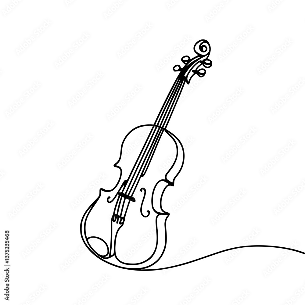 Obraz premium Line Drawing of a Violin on Transparent Background