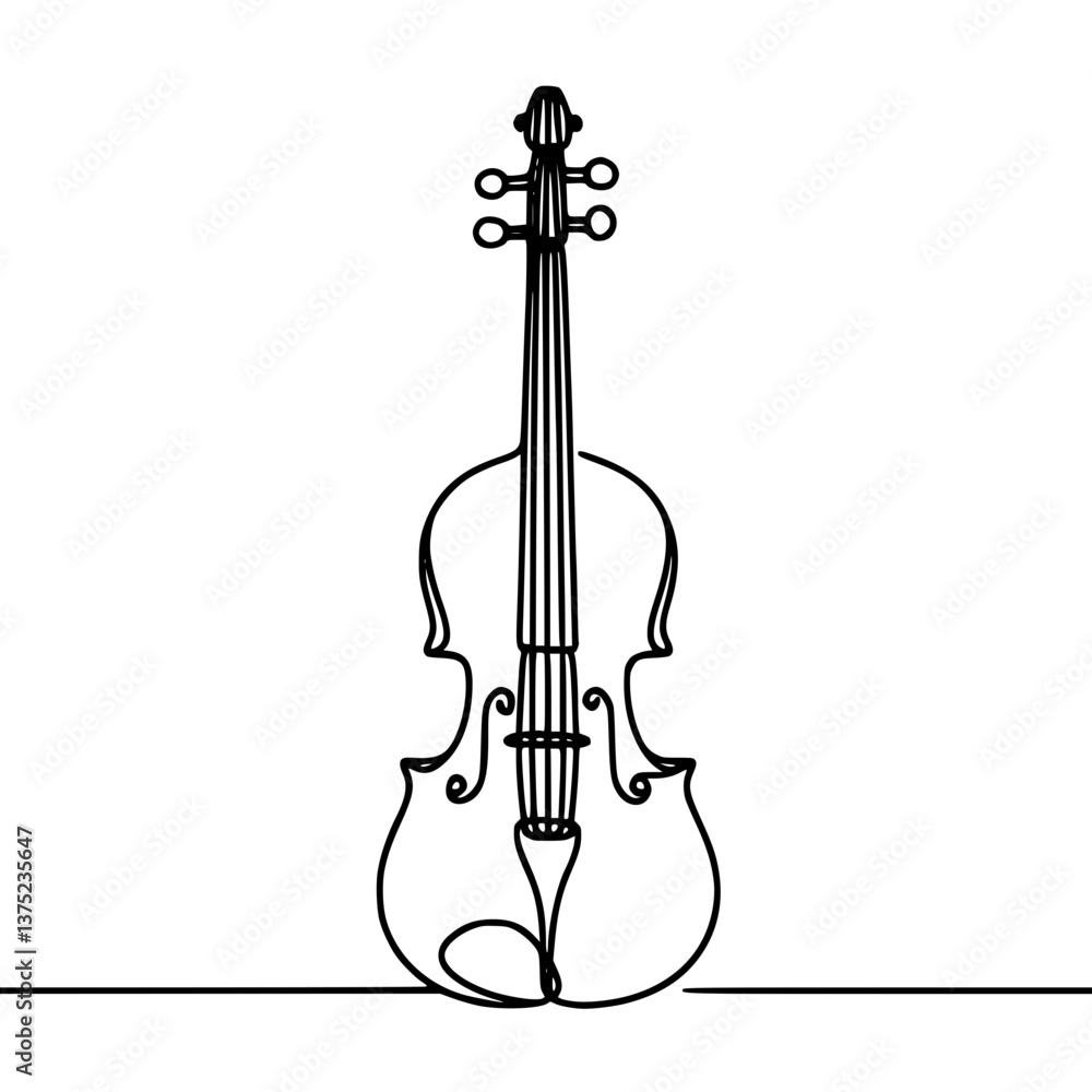Fototapeta premium Minimalist line drawing of a violin on a transparent background 