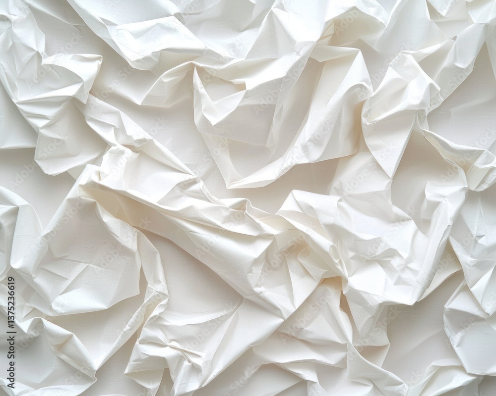 Obraz premium Abstract background texture of crumpled white paper showing folds and creases in a unique design.