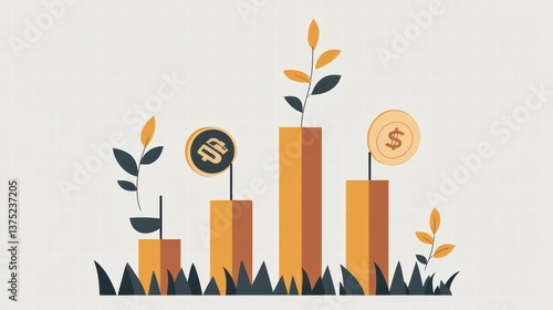 Financial Growth: Depicting a graphic that conveys growth and investment, this illustration is a visual representation of economic progression.