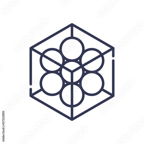 Geometric cube with circles symbolizes structured encapsulation of services.