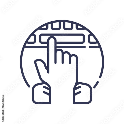 Hand pressing a button, symbolizing safety measures and injury prevention.