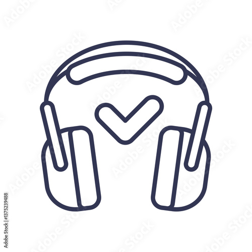 Line art of noise-canceling headphones symbolizing sound isolation.