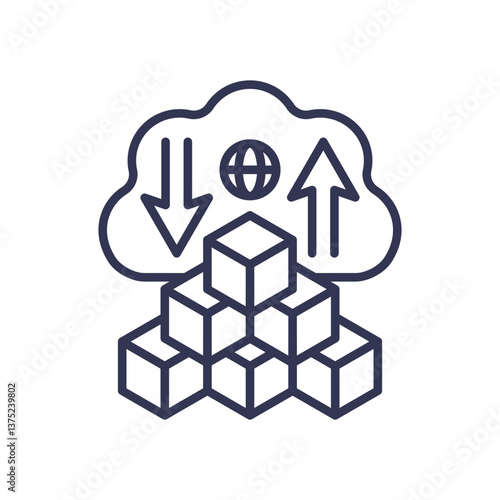 Cloud computing with data transfer and storage concept.