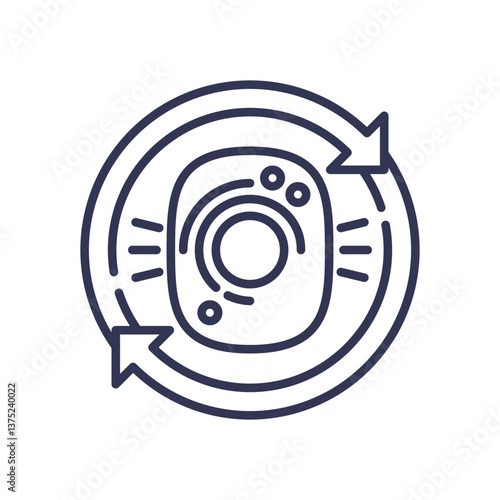 Circular arrows around a cell symbolize self-renewal and regeneration.