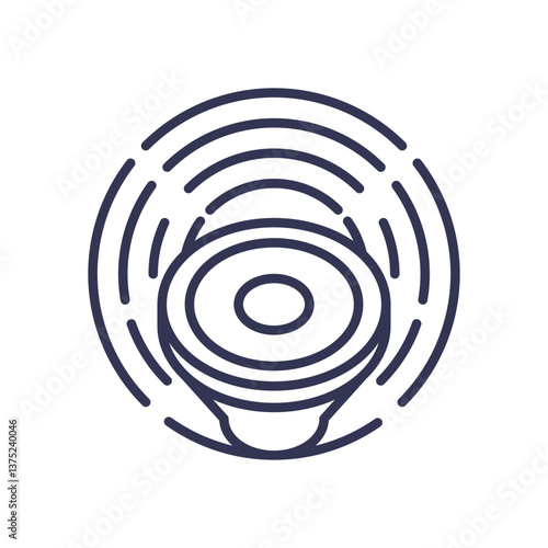 Speaker emitting sound waves, symbolizing audio projection.