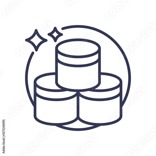 Stacked containers symbolize efficient storage and organization.