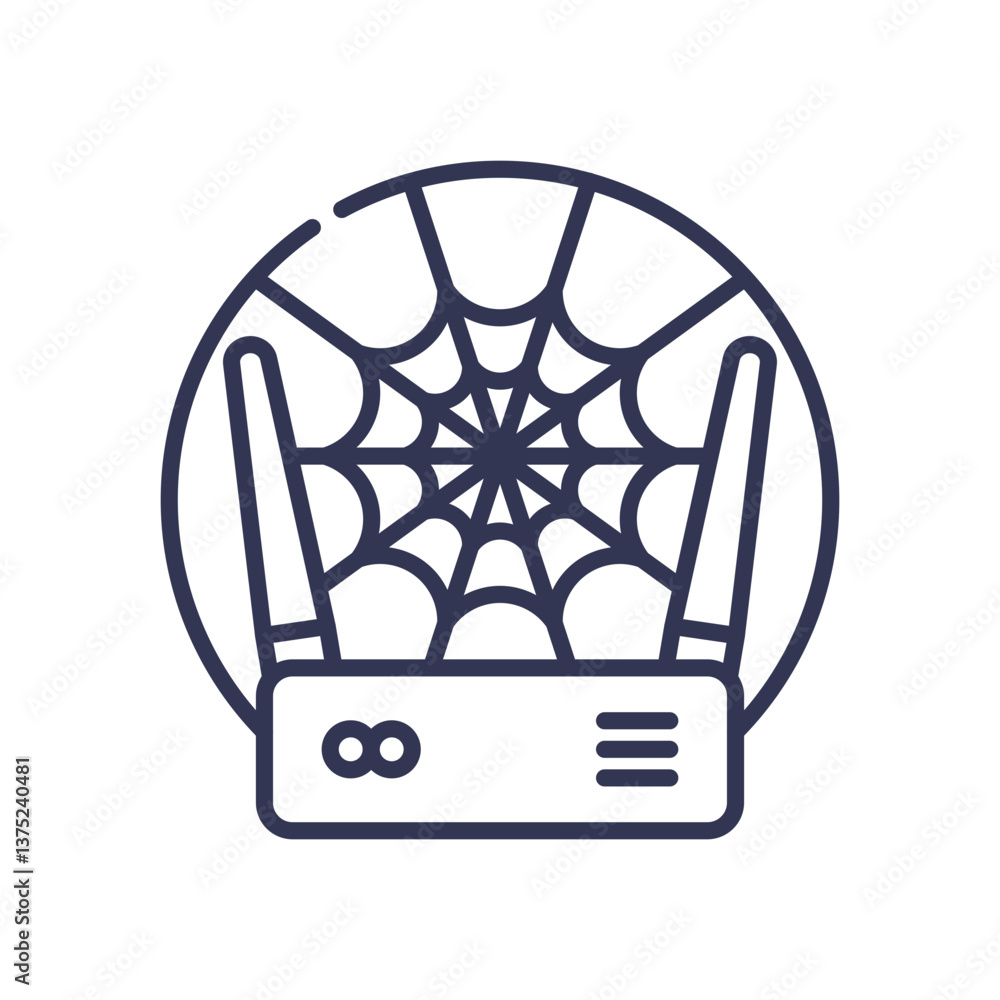 A router with a spider web symbolizes technological abandonment and automation's impact. A router with a spider web symbolizes technological abandonment and automation's impact.