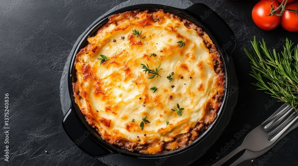 Traditional British Shepherd's Pie with Creamy Mashed Potato Topping and Fresh Herbs Traditional British Shepherd's Pie with Creamy Mashed Potato Topping and Fresh Herbs