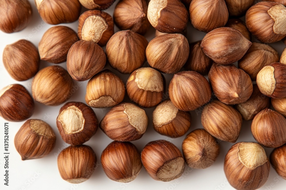Hazelnuts in Shells Close Up on White Background Food Photography Hazelnuts in Shells Close Up on White Background Food Photography